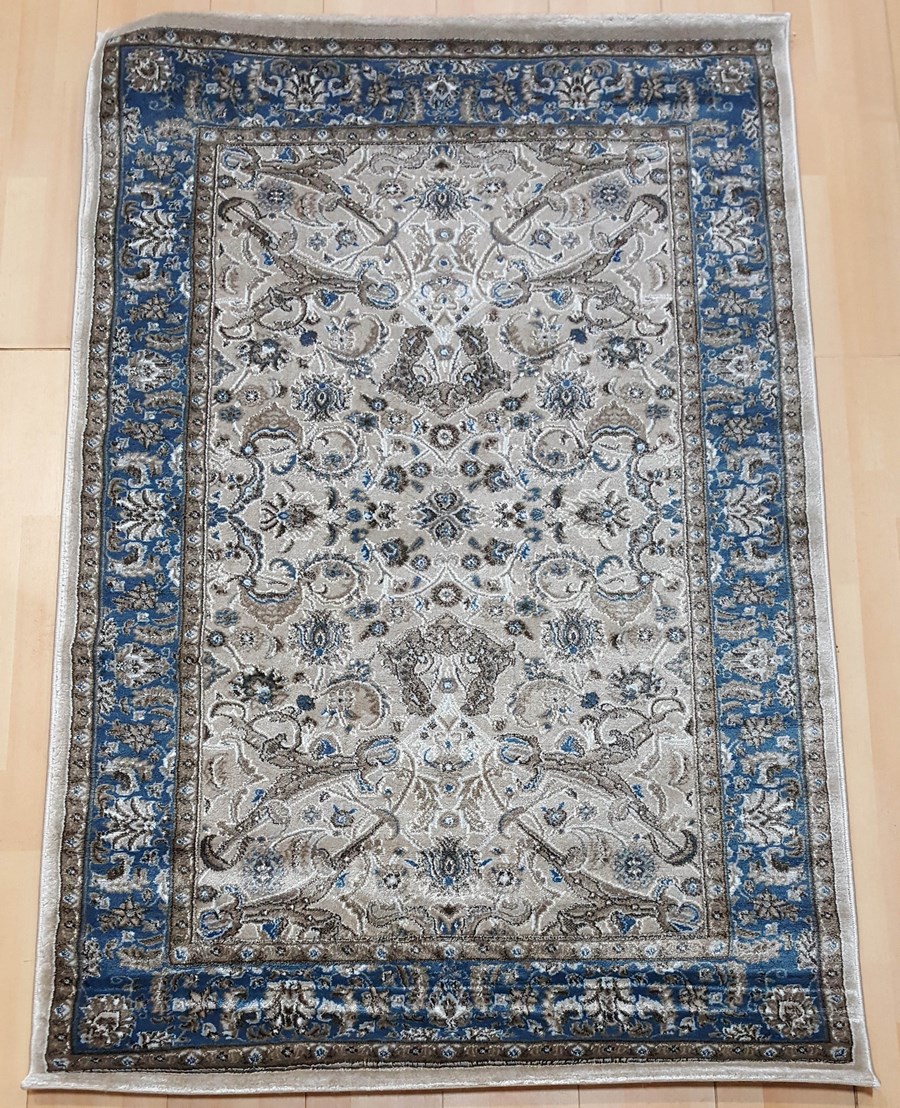 фото Ковер nova 1520b прямой бежевый/т.голубой 60x110 sofia rugs