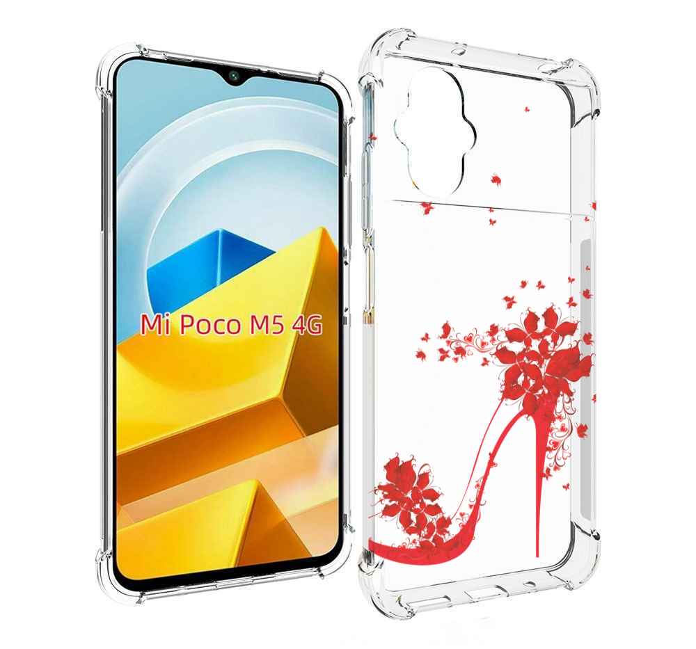 

Чехол Mypads Каблук-В-Цветах Для Poco M5 Противоуд, Прозрачный, Tocco