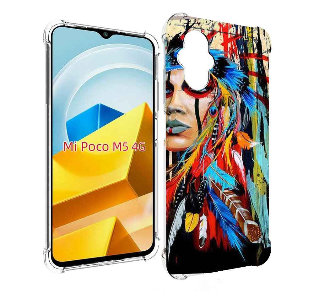 

Чехол Mypads Индеец Расписной Для Poco M5 Противоу, Прозрачный, Tocco