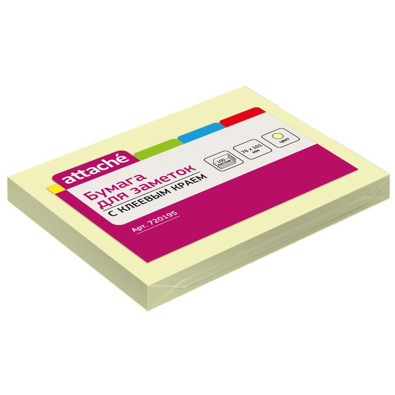 

Стикеры ATTACHE 720195-4 с клеевым краем, 76х101, желтый, 100 листов, 4 штуки