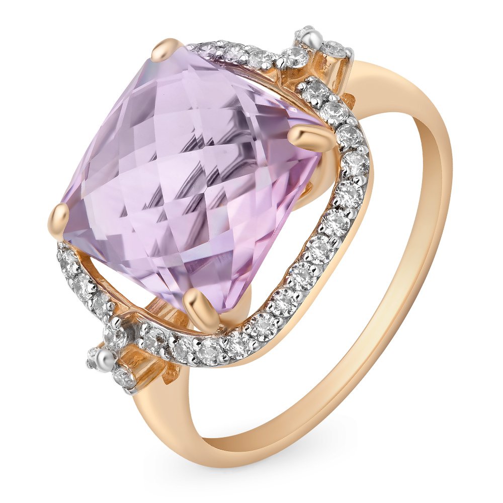 

Кольцо женское из красного золота с аметистом, фианитом 585Gold 201011281, р, 201011281