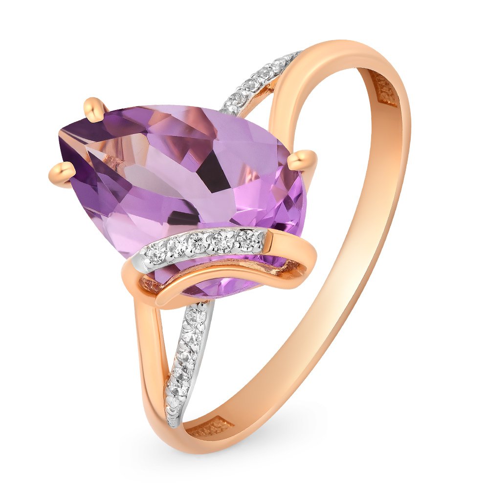 

Кольцо женское из красного золота с аметистом, фианитом 585Gold 201011045, р, 201011045
