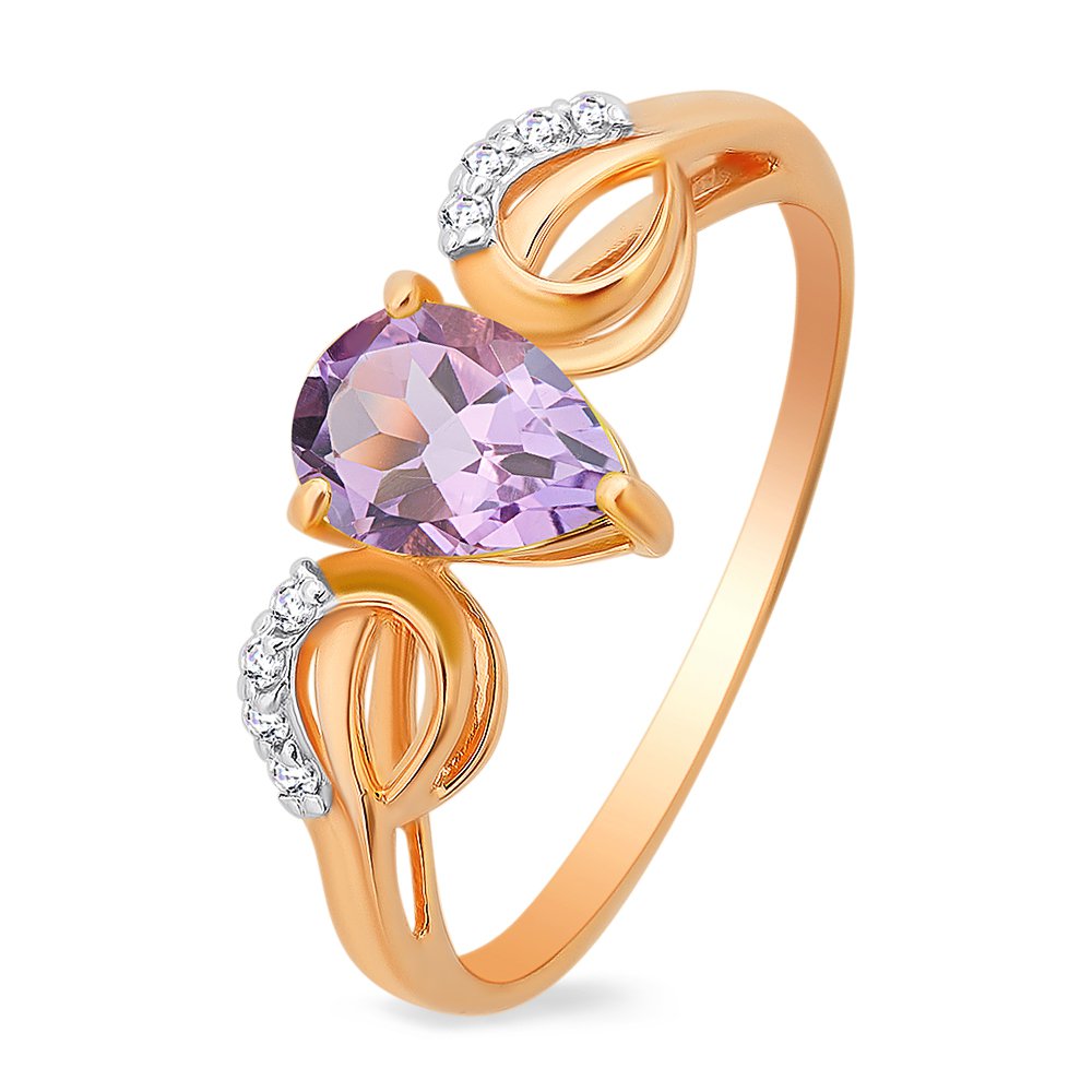 

Кольцо женское из красного золота с аметистом, фианитом 585Gold 201011028, р, 201011028