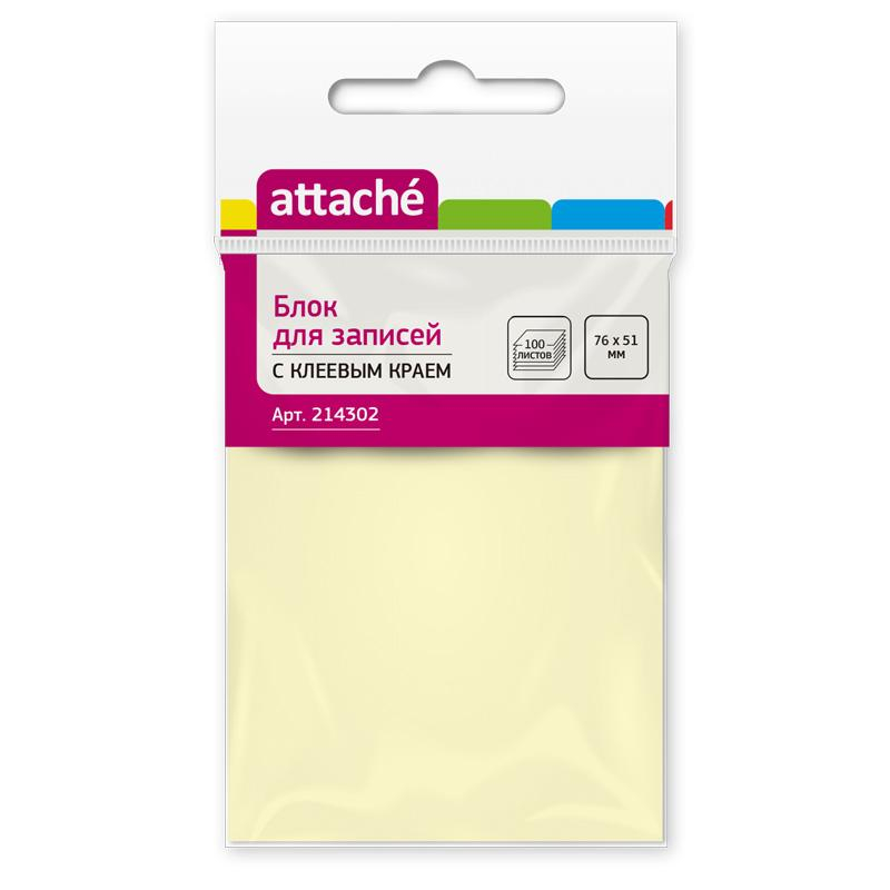 

Стикеры ATTACHE 214302-8 с клеевым краем, 76х51, желтый, 100 листов, 8 штук