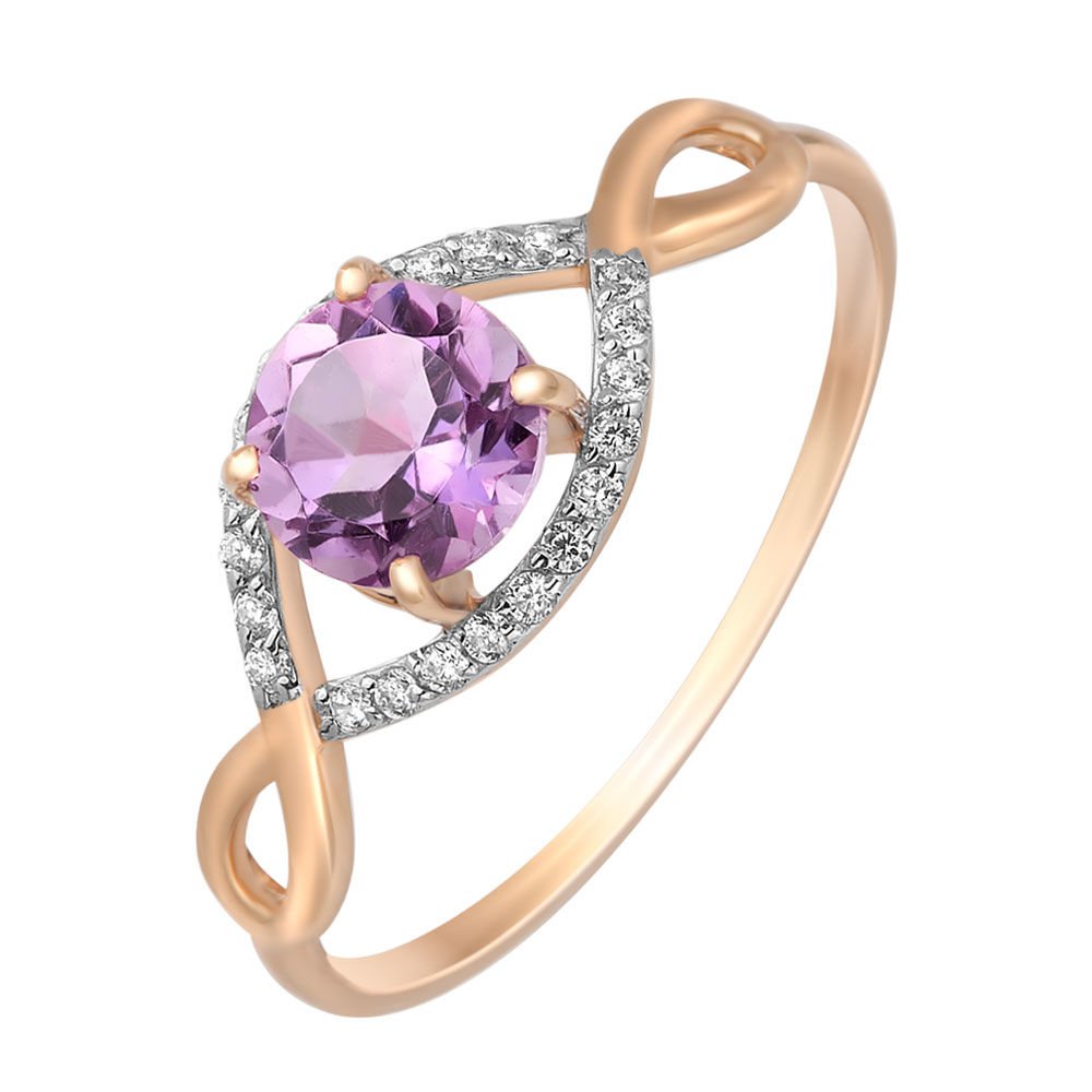 

Кольцо женское из красного золота с аметистом, фианитом 585Gold 201007516, р, 201007516
