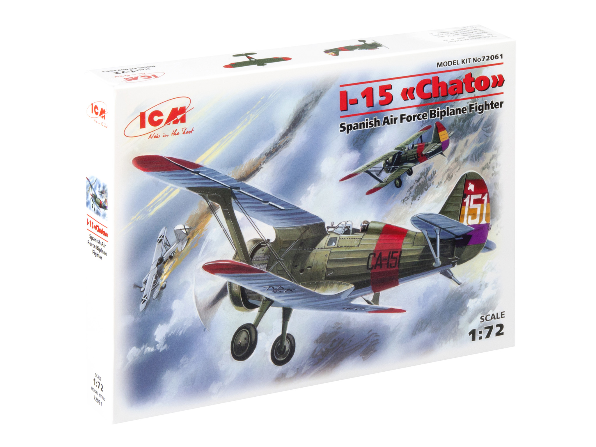 фото Сборная модель icm 1/72 истребитель-биплан ввс испании и-15 «chato» 72061