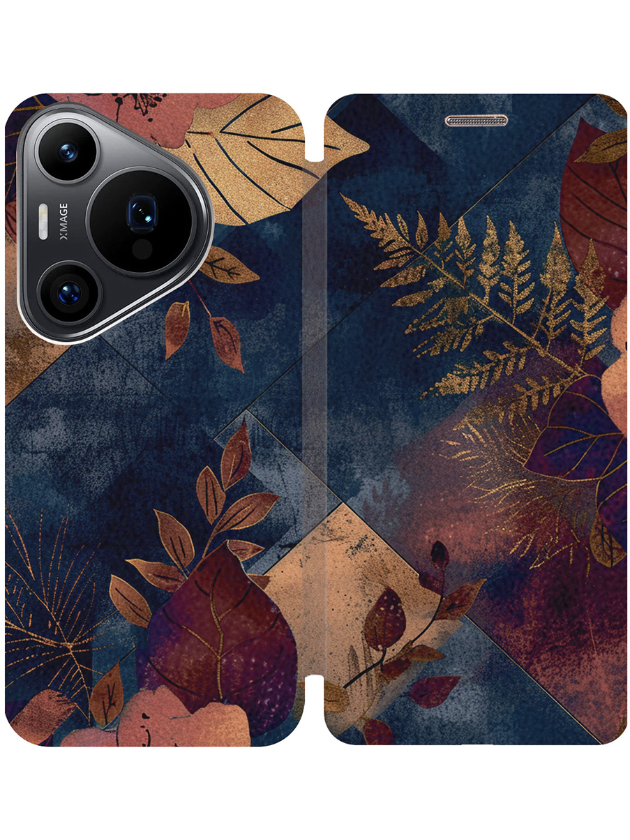 

Чехол-книжка на Huawei Pura 70 Pro / 70 Pro+ с принтом "Ромбовидная осень" золотой, Золотистый;бежевый;синий, 782625223