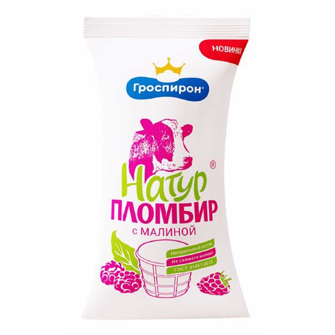 

Мороженое пломбир Пломбир на сливках с малиной БЗМЖ 90 г