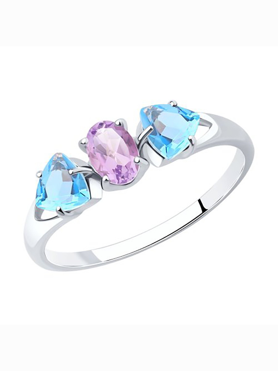 

Кольцо женское из серебра с аметистом, гранатом 585Gold 701010791, р, 701010791
