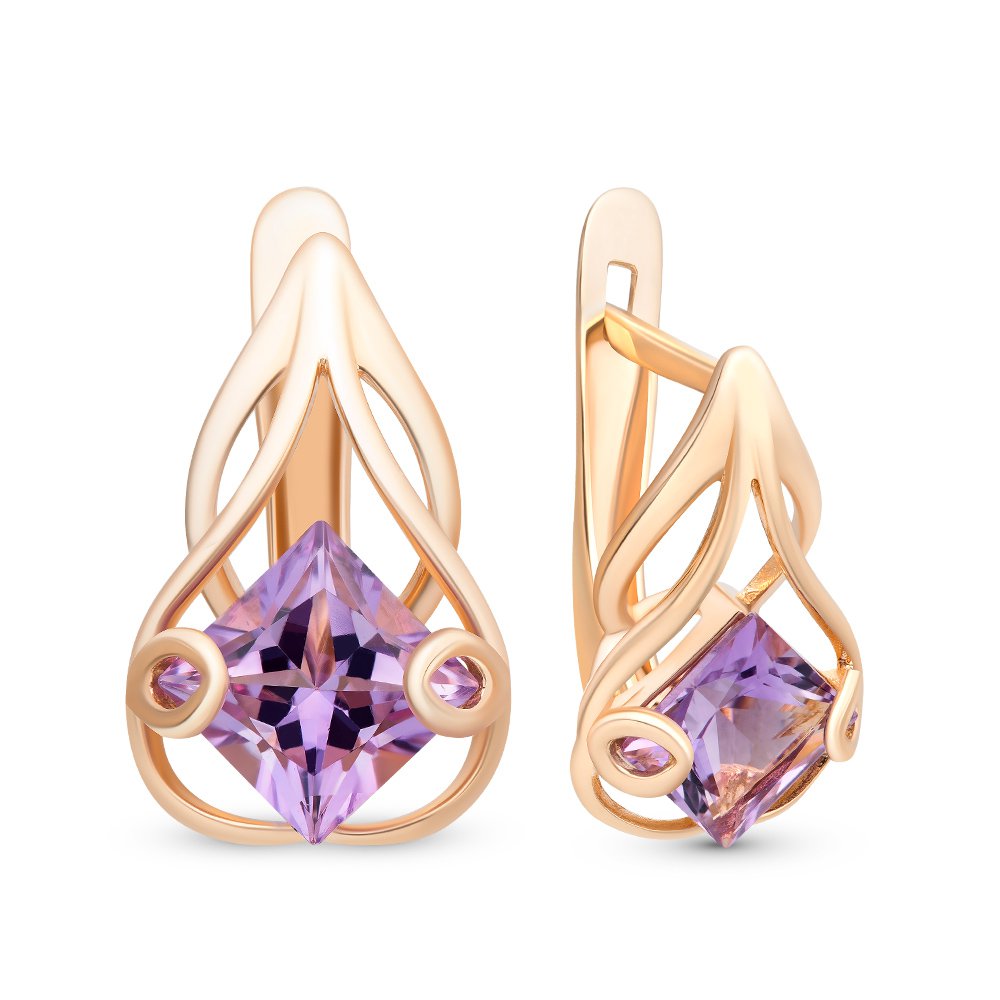 

Серьги из красного золота с аметистом 585Gold 202007376, 202007376