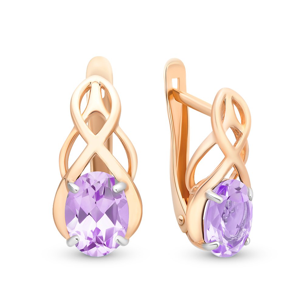 

Серьги из красного золота 585Gold 202007372, аметист, 202007372