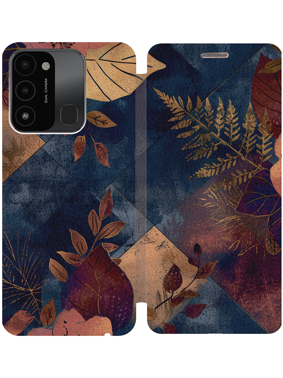 

Чехол-книжка на Tecno Spark 8C / Go 2022 с принтом "Ромбовидная осень" золотой, Золотистый;бежевый;синий, 778678023