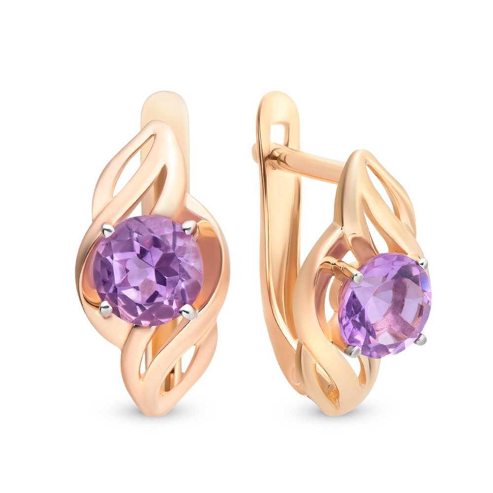 

Серьги из красного золота 585Gold 202007165, аметист, 202007165