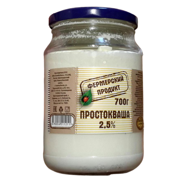 

Простокваша Фермерский продукт 2,5% БЗМЖ 700 мл