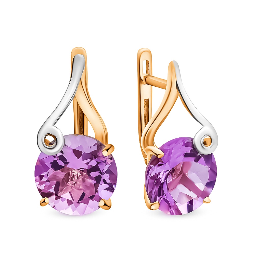 

Серьги из красного золота 585Gold 202006277, аметист, 202006277