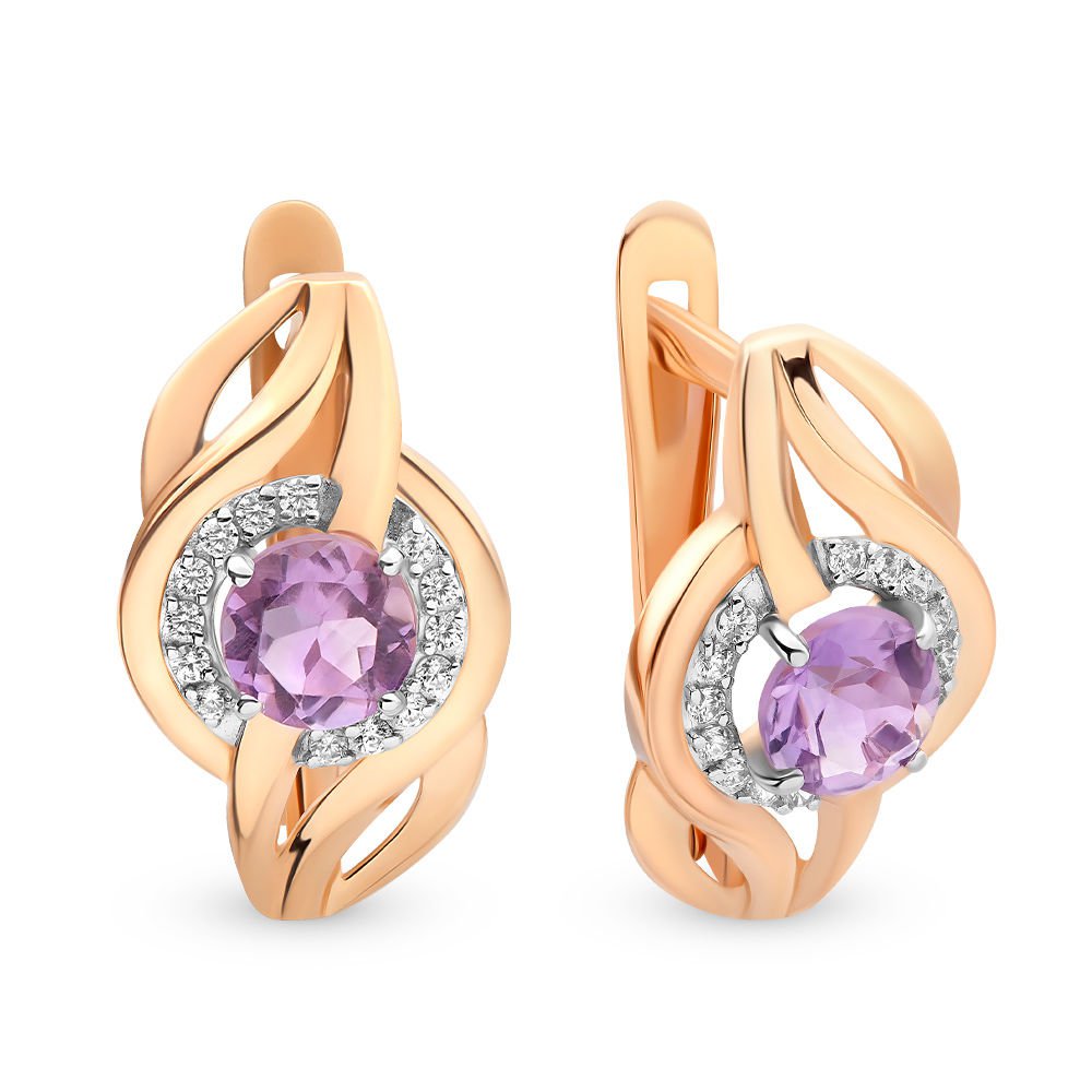 

Серьги из красного золота 585Gold 202005853, аметист, 202005853