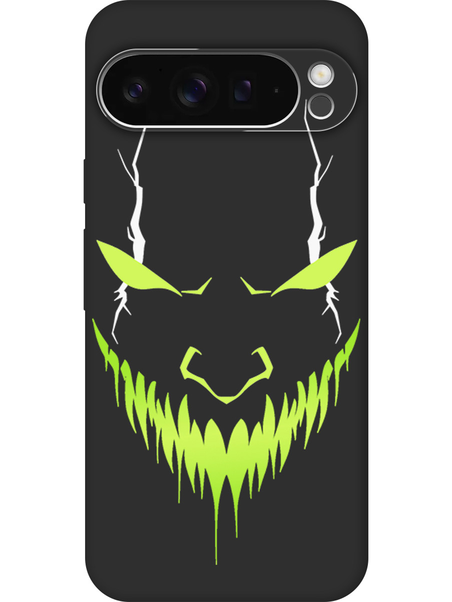 

Силиконовый чехол на Google Pixel 9 pro с принтом "Evil Face" матовый черный, Черный;белый;зеленый, 784810351