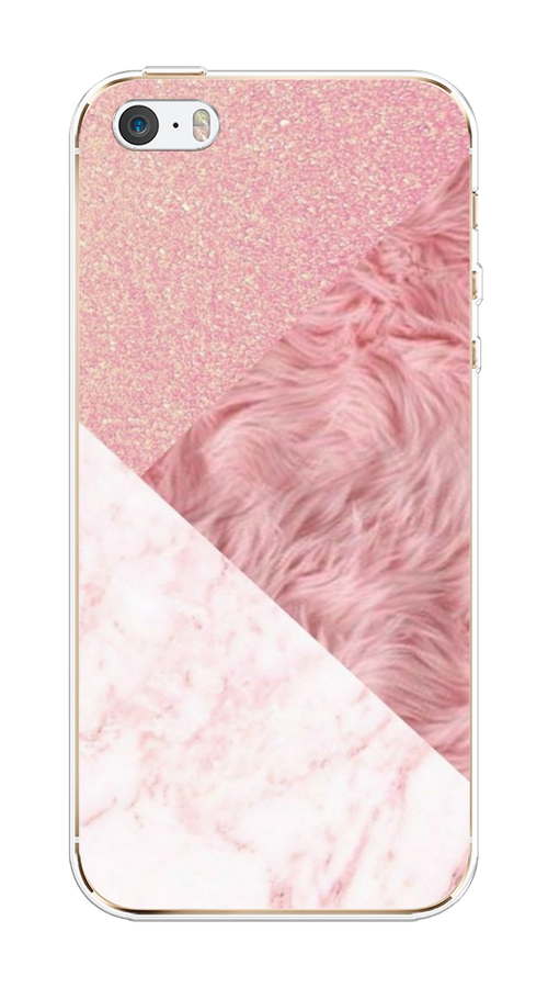 

Чехол на Apple iPhone 5/5S/SE "Текстурные треугольники", Розовый;белый, 10350-1