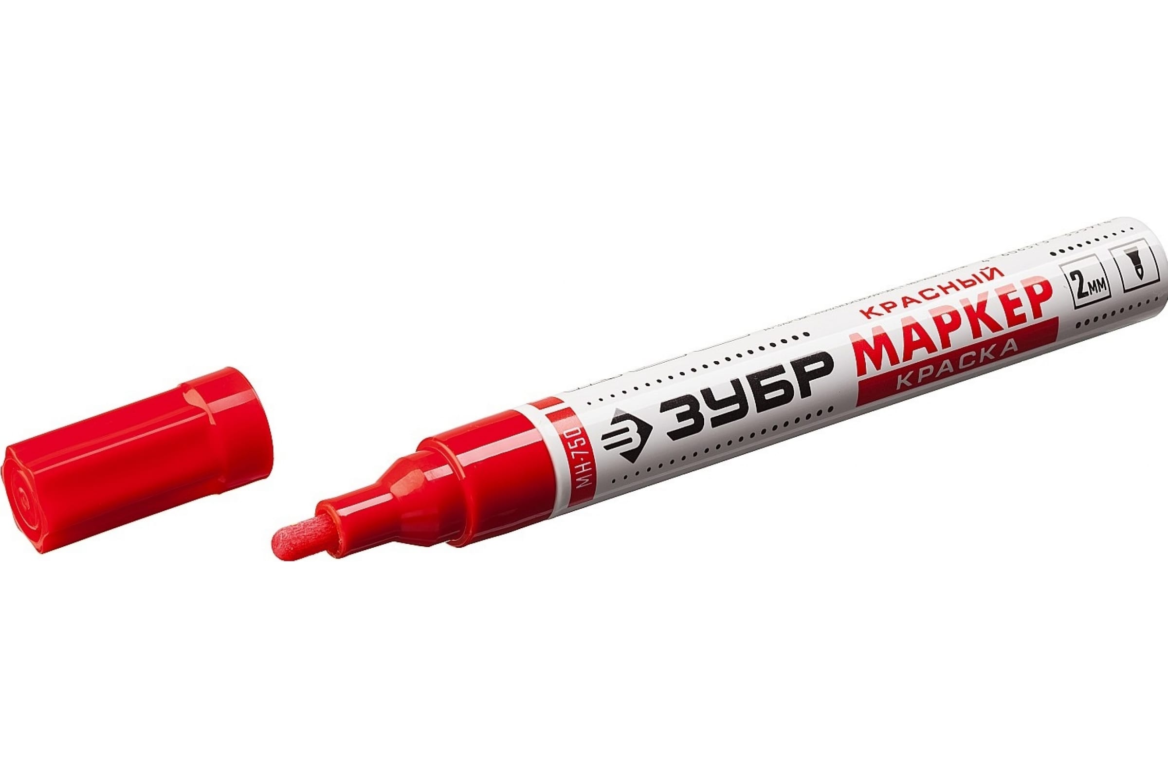 ЗУБР МК-750 красный, 2-4 мм маркер-краска, круглый наконечник