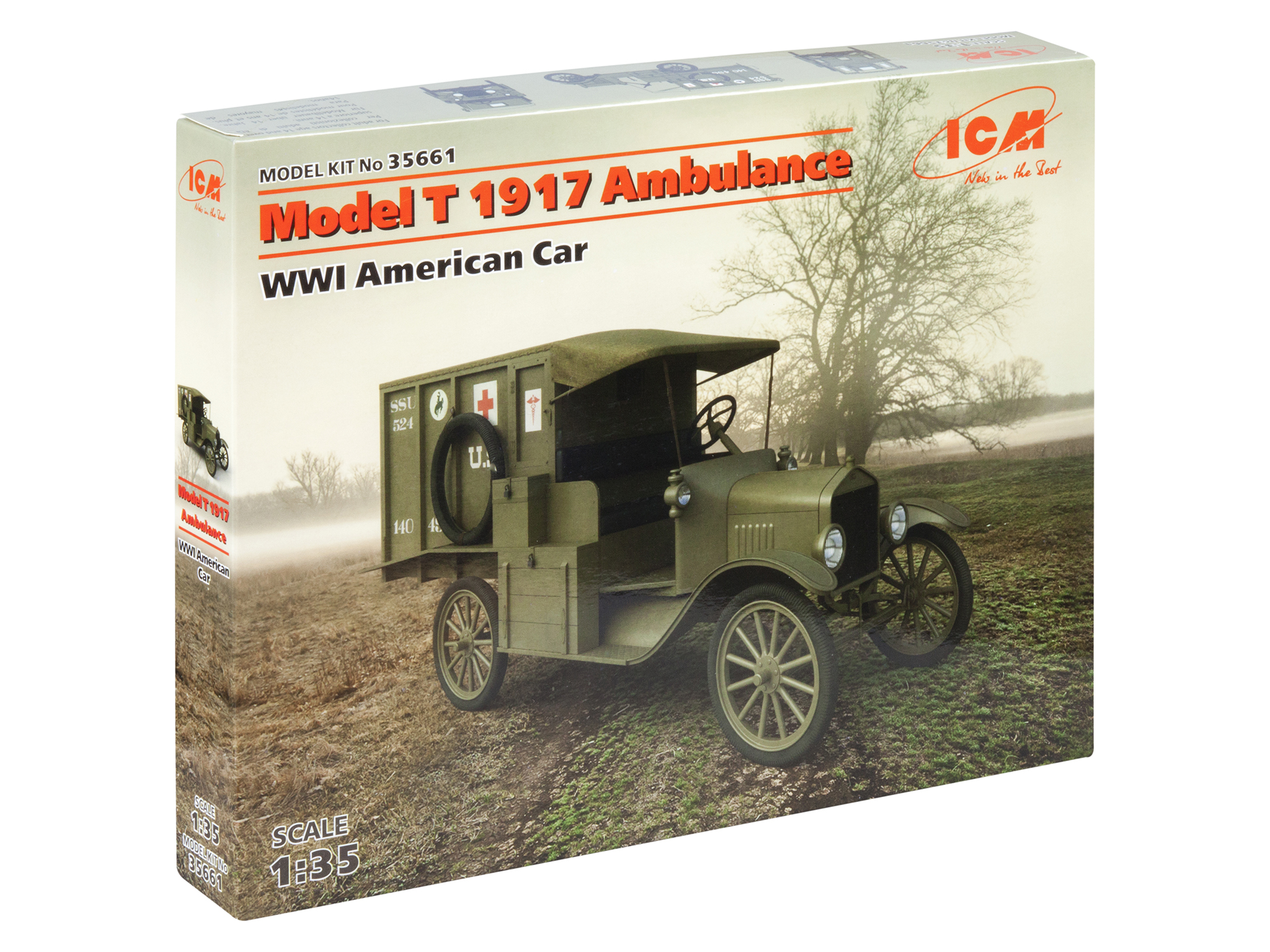 фото Сборная модель icm 1/35 американский автомобиль model t 1917 санитарная 35661