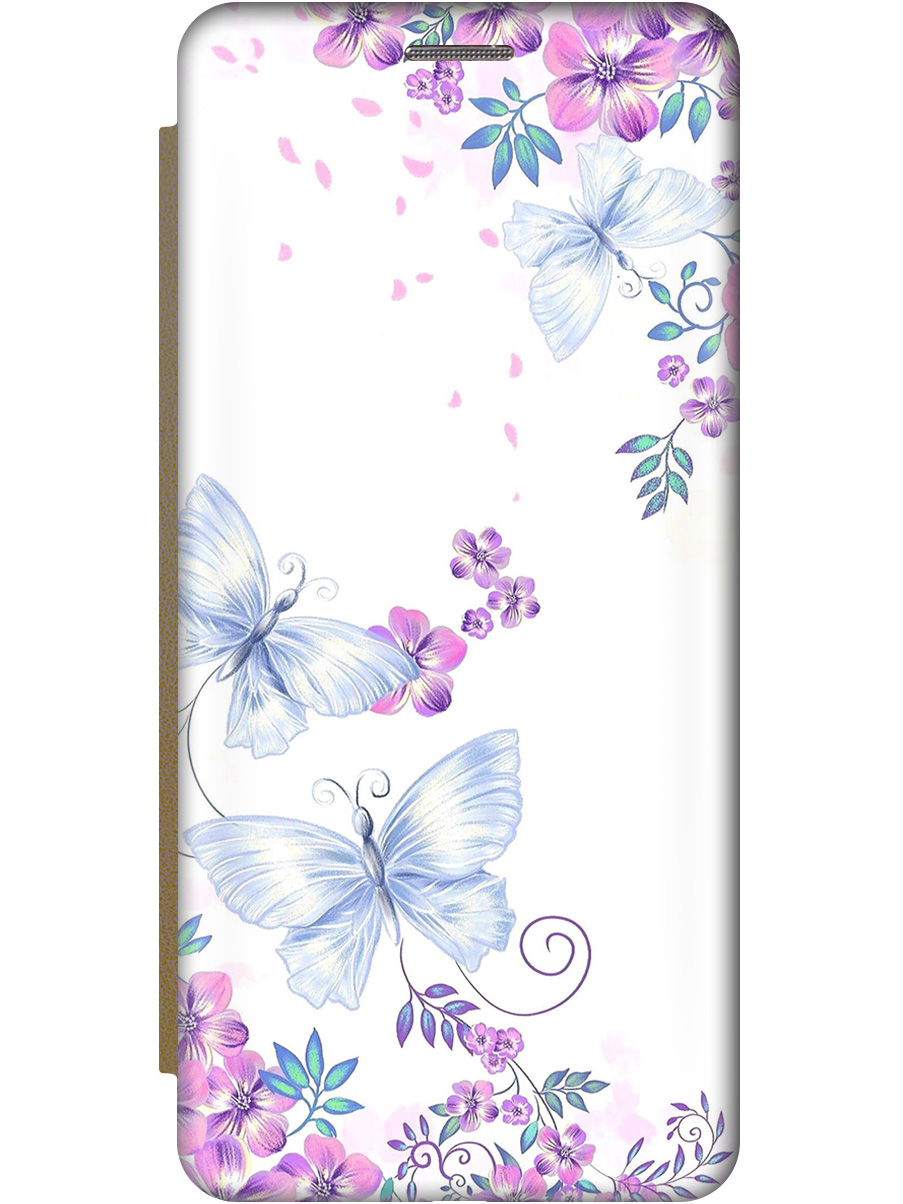 

Чехол-книжка на Xiaomi 14 Pro с рисунком "Бабочки и фиалки" золотой, Белый;фиолетовый, 20012094