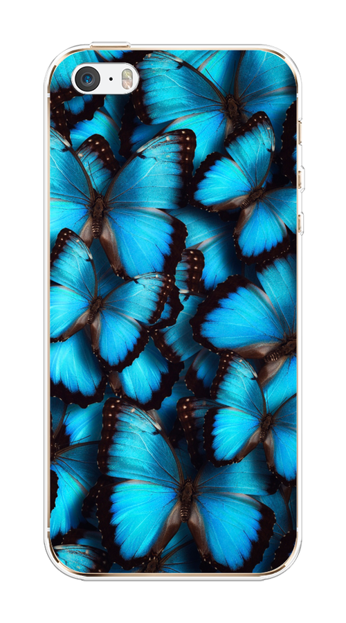 

Чехол на Apple iPhone 5/5S/SE "Тропическая бабочка 2", Голубой;черный, 10350-1
