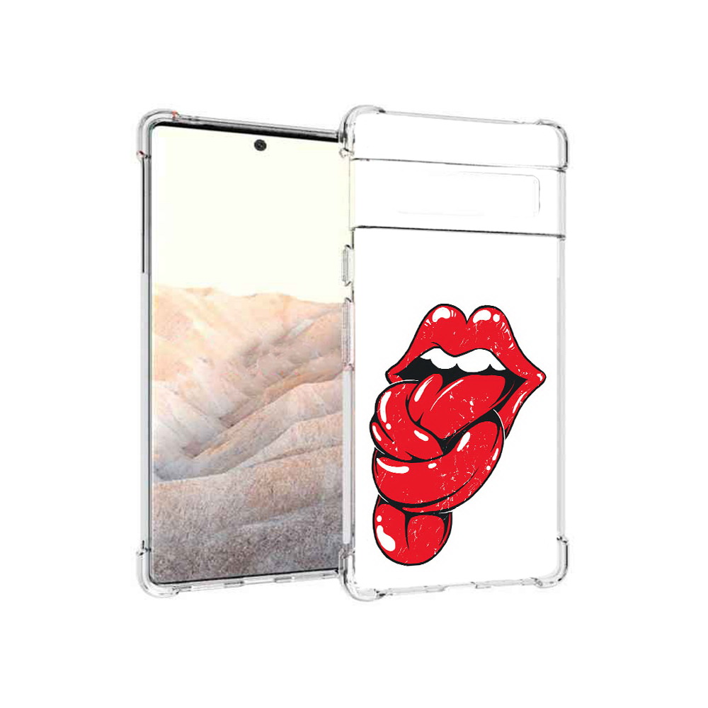 

Чехол MyPads Tocco для Google Pixel 6 Pro яркие губы с языком, Прозрачный, Tocco