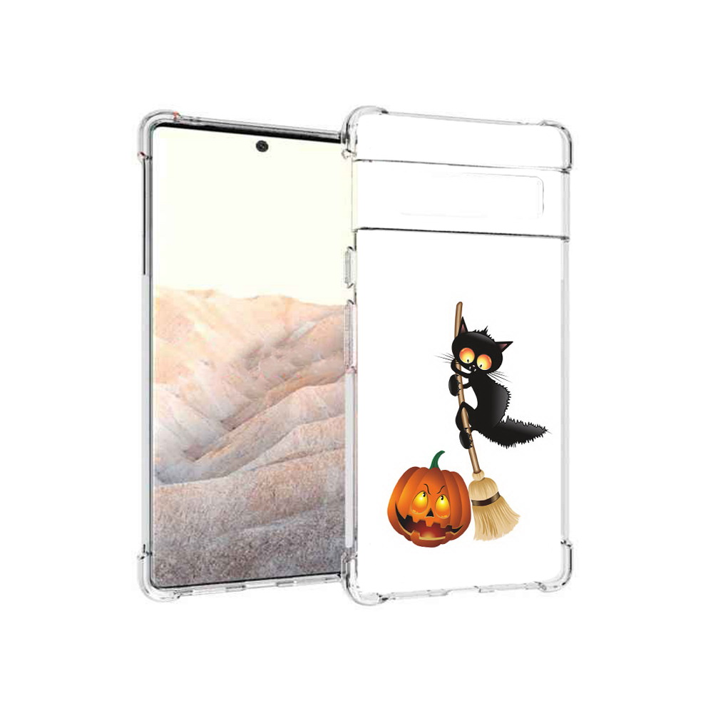 

Чехол MyPads Tocco для Google Pixel 6 Pro хэлуинский котик, Прозрачный, Tocco