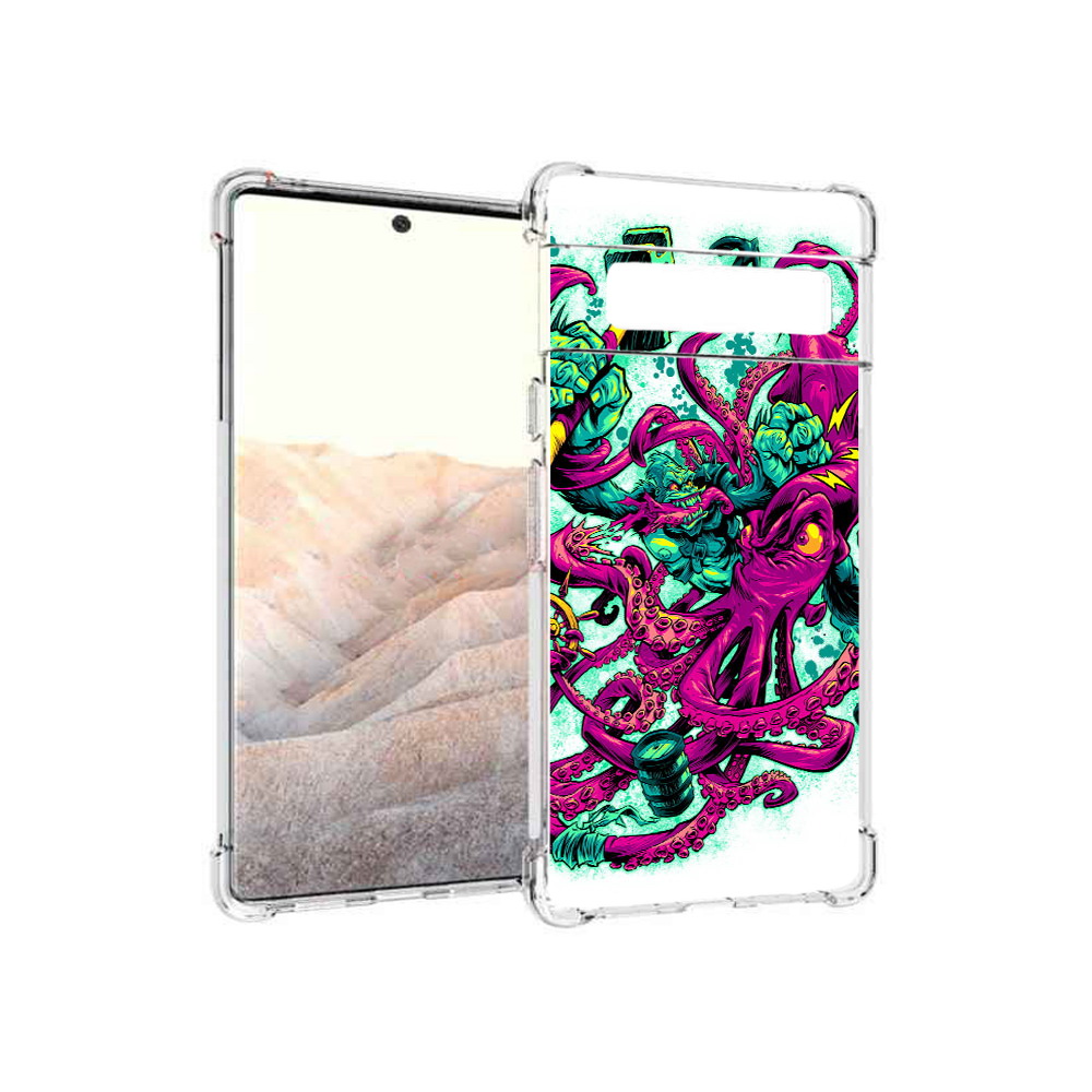 

Чехол MyPads Tocco для Google Pixel 6 Pro фиолетовый кракен, Прозрачный, Tocco