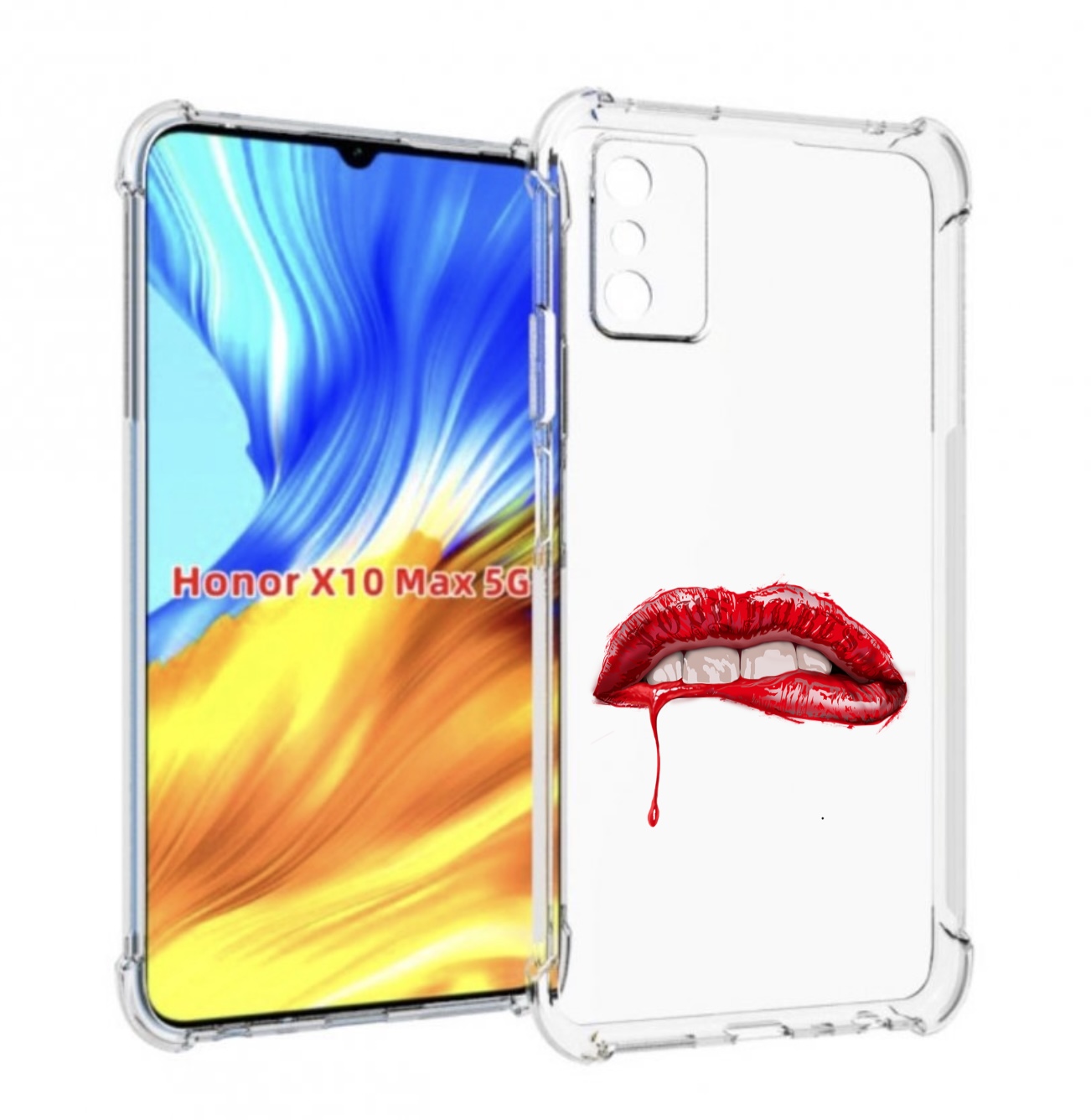 

Чехол MyPads яркие красные губы для Honor X10 Max, Прозрачный, Tocco