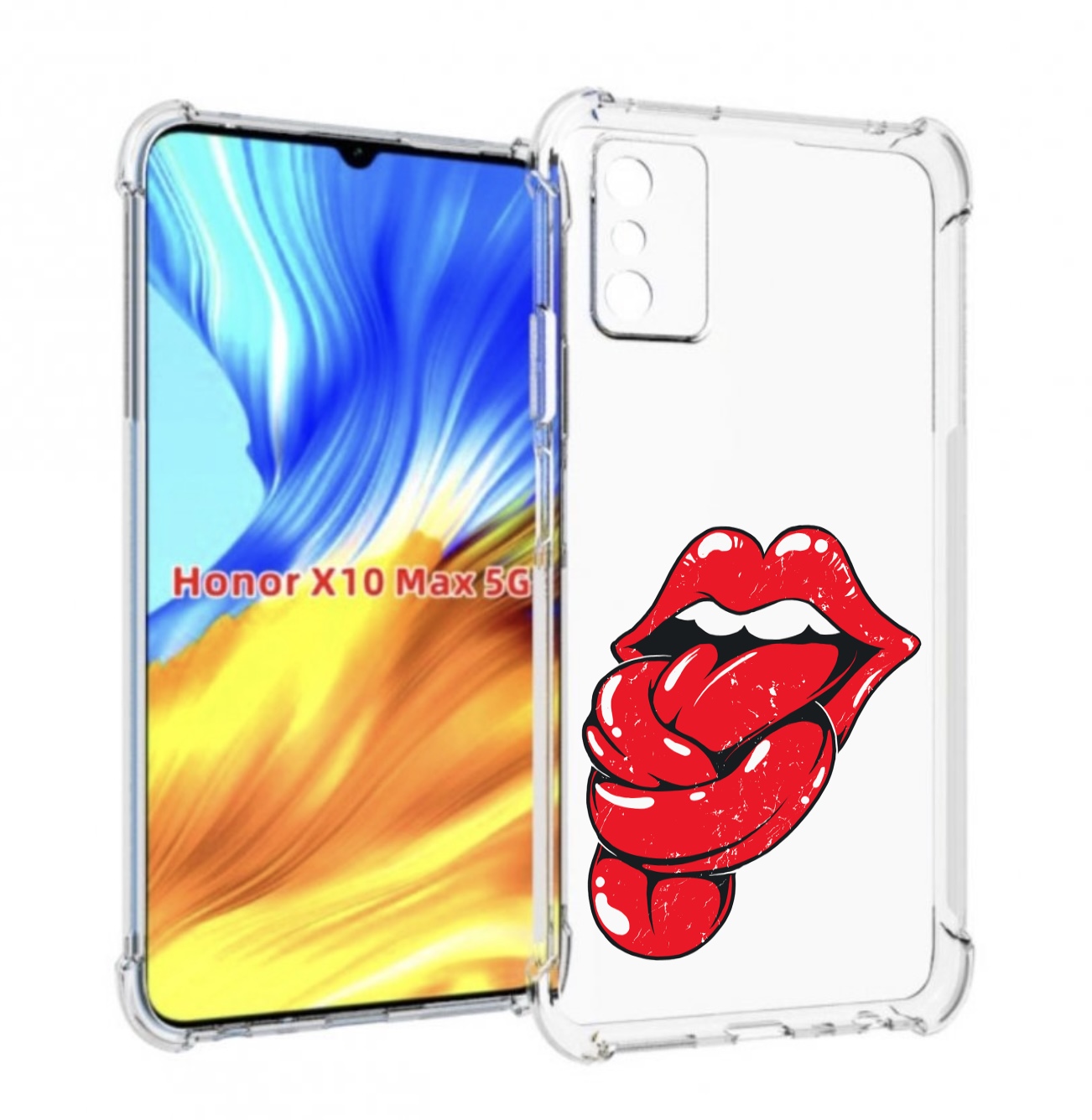 

Чехол MyPads яркие губы с языком для Honor X10 Max, Прозрачный, Tocco