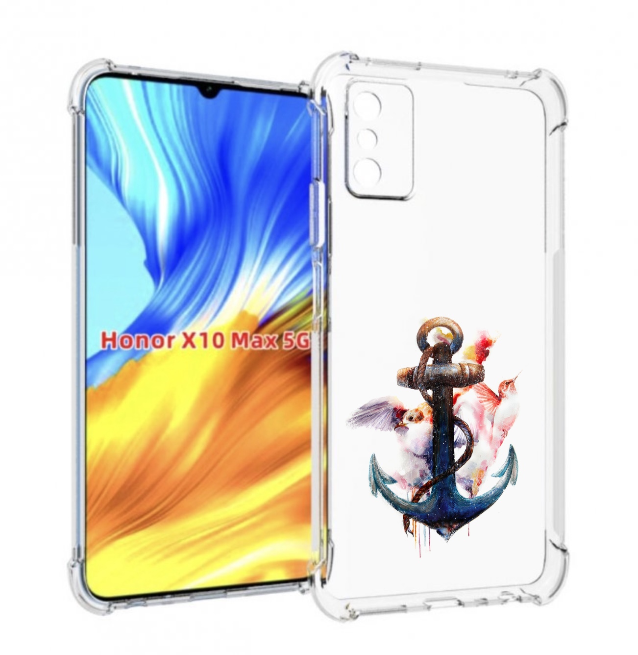 

Чехол MyPads якорь с птицами для Honor X10 Max, Прозрачный, Tocco