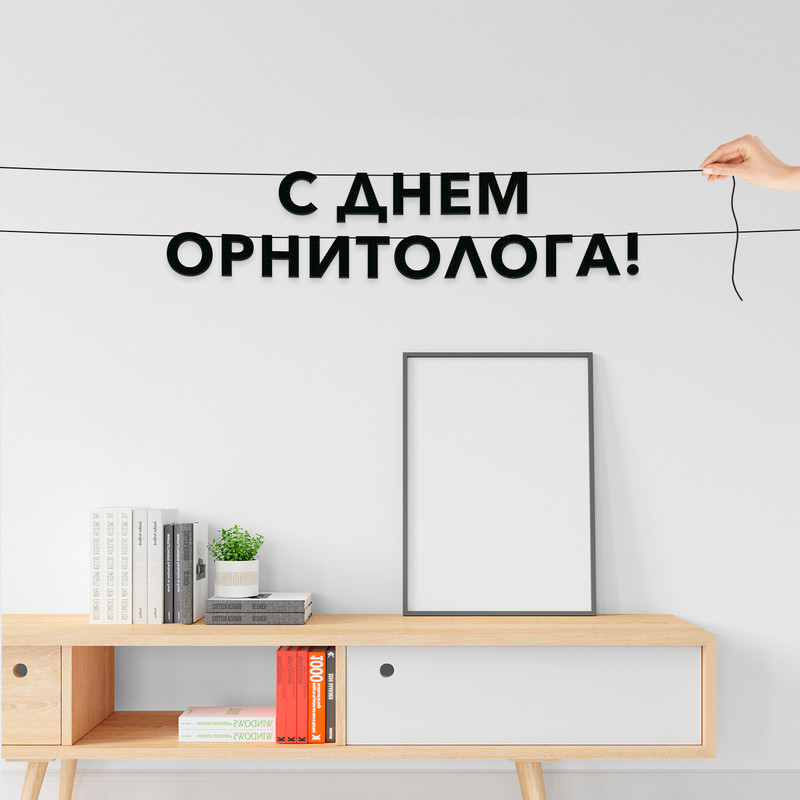 

Гирлянда-растяжка С днем орнитолога VN870 черная, Черный, С днем орнитолога
