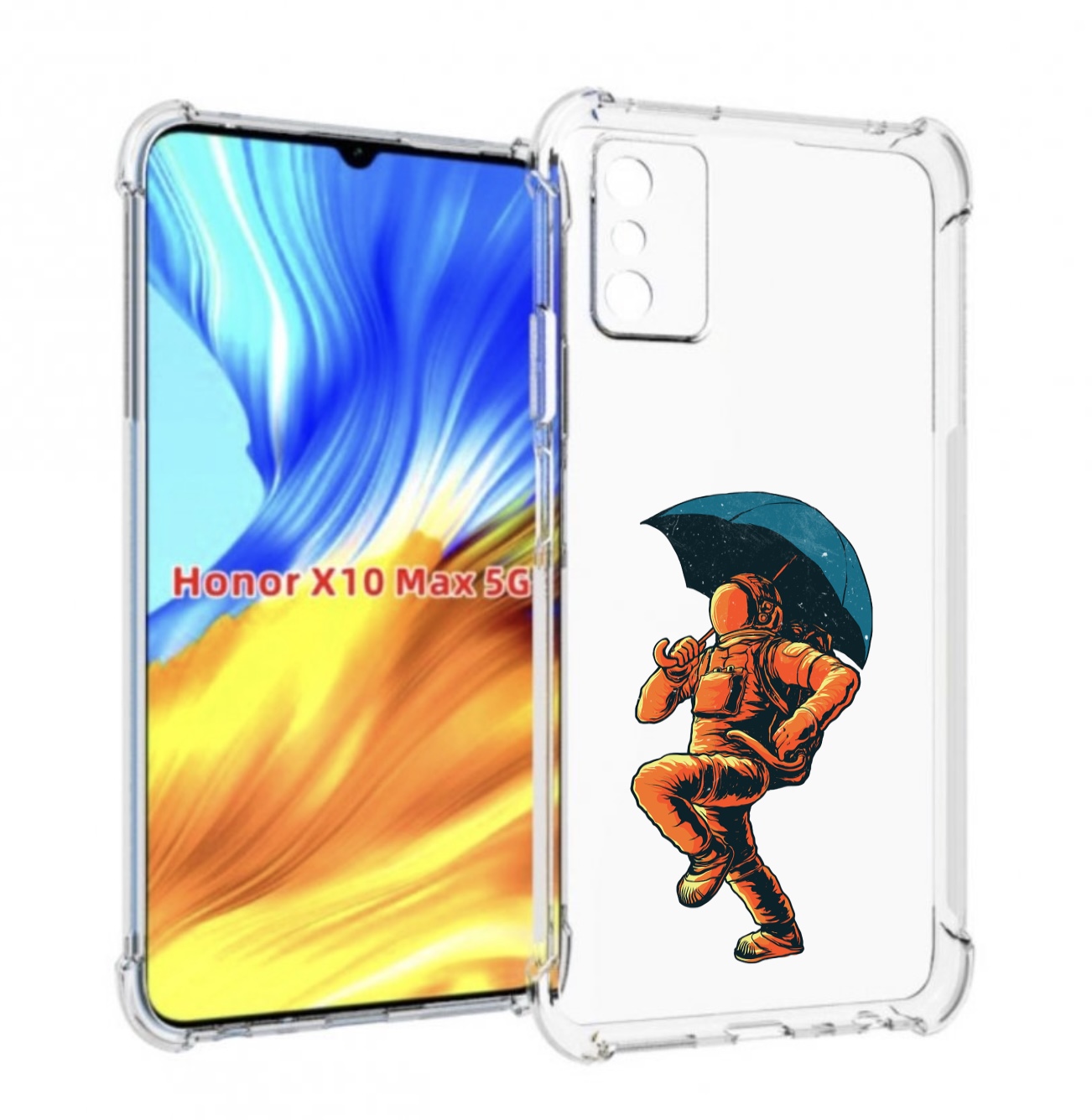 

Чехол MyPads шагающий космонавт с зонтом для Honor X10 Max, Прозрачный, Tocco