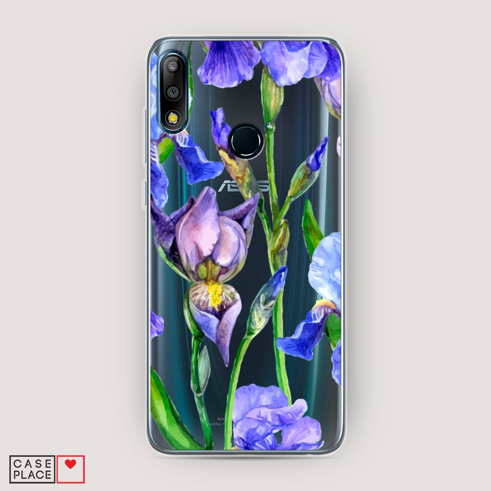 фото Чехол awog "синие ирисы" для asus zenfone max pro (m2) zb631kl