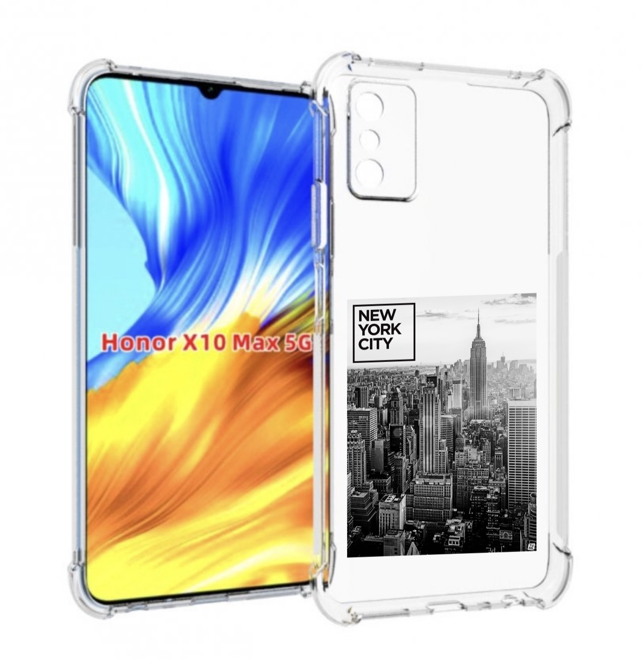 

Чехол MyPads черно белый Нью-Йорк для Honor X10 Max, Прозрачный, Tocco