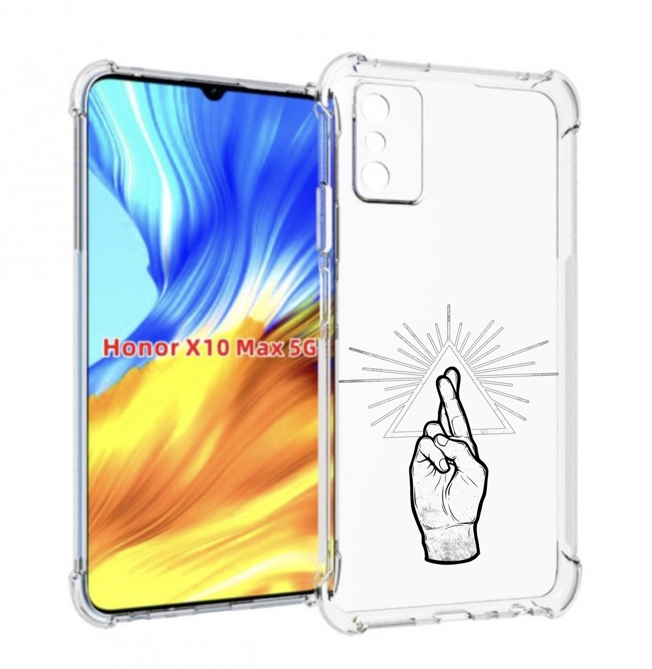 

Чехол MyPads черно белая рука для Honor X10 Max, Прозрачный, Tocco