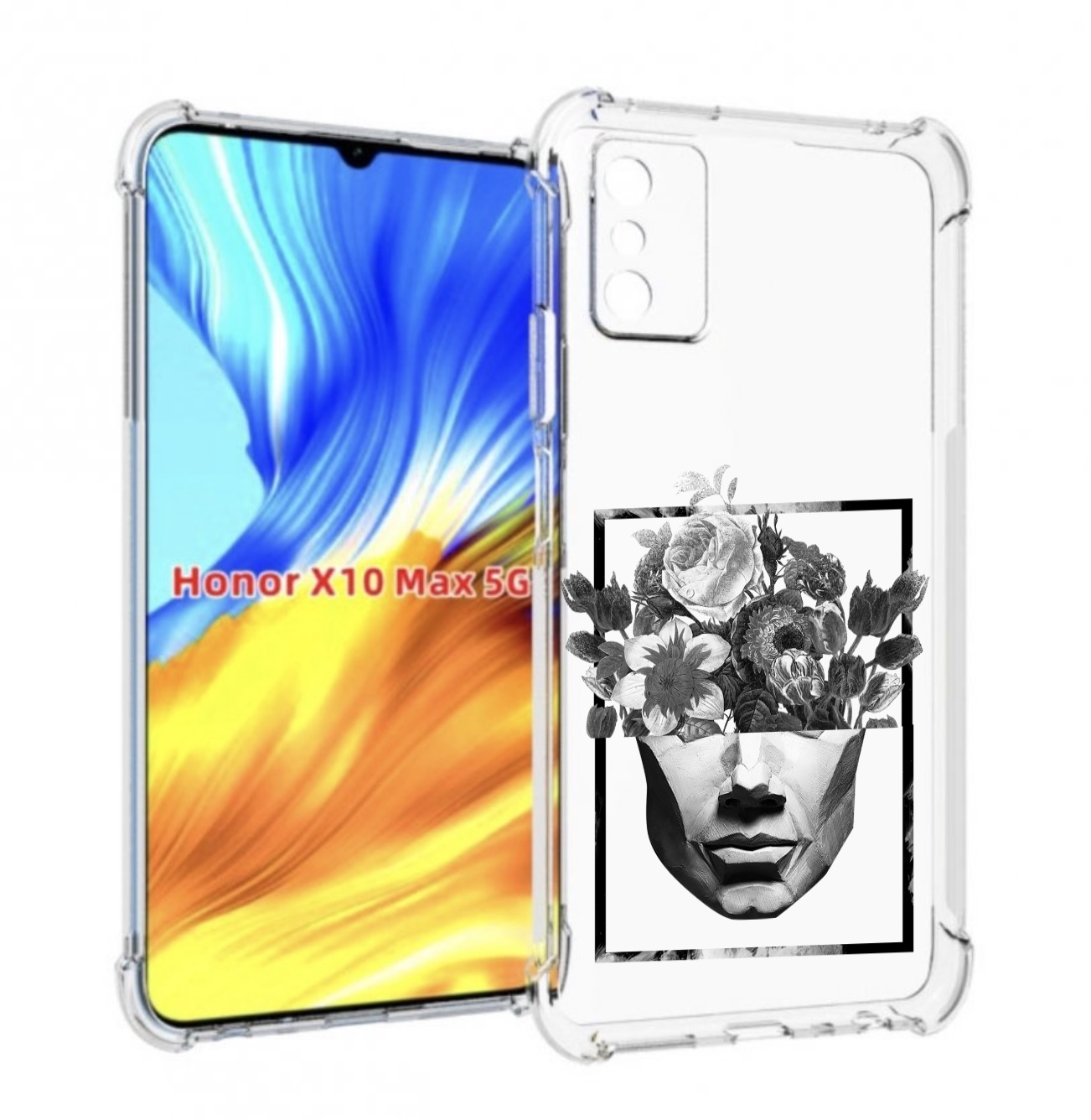 

Чехол MyPads черно белая ваза в абстракции для Honor X10 Max, Прозрачный, Tocco