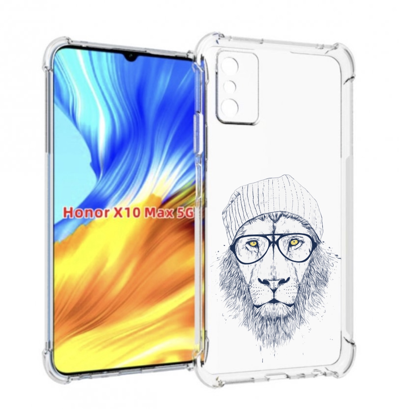 

Чехол MyPads хиппи лев для Honor X10 Max, Прозрачный, Tocco
