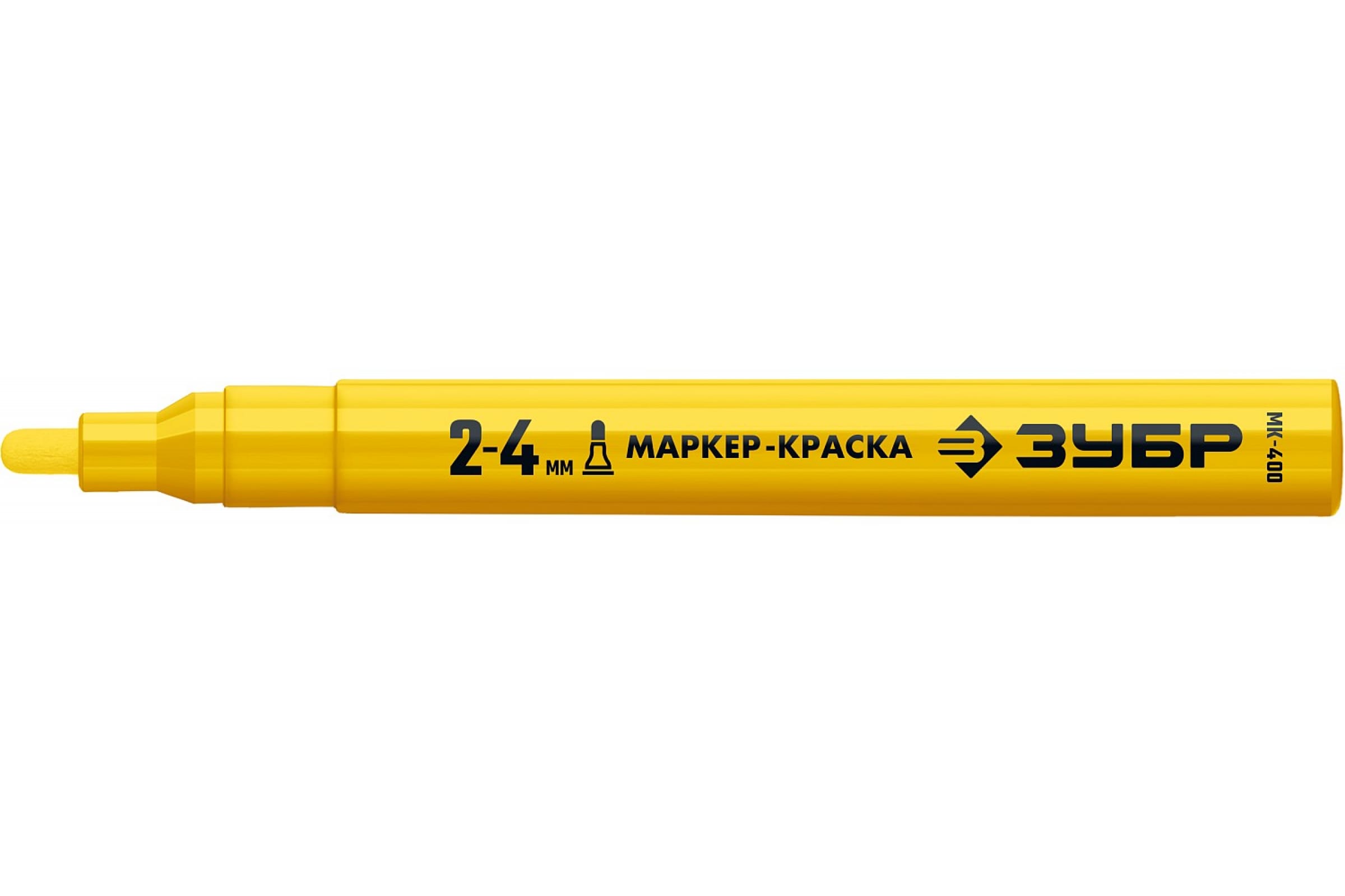ЗУБР МК-400 желтый, 2-4 мм маркер-краска, круглый наконечник круглый специальный маркер для шин и резины мелодия а