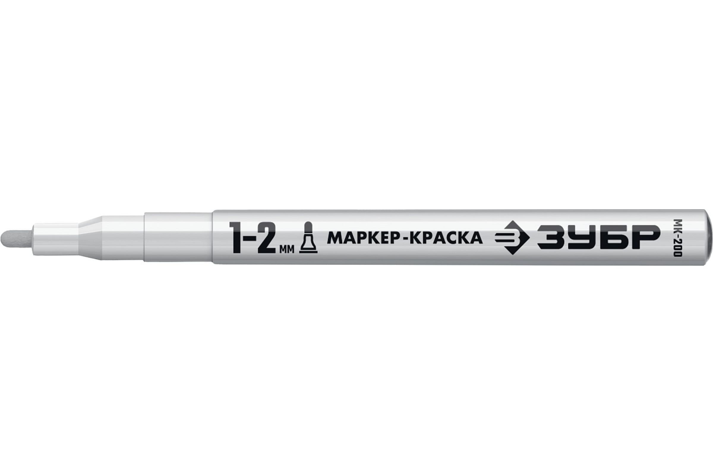 ЗУБР МК-200 белый, 1-2 мм маркер-краска, круглый наконечник промышленный круглый лаковый маркер мелодия а
