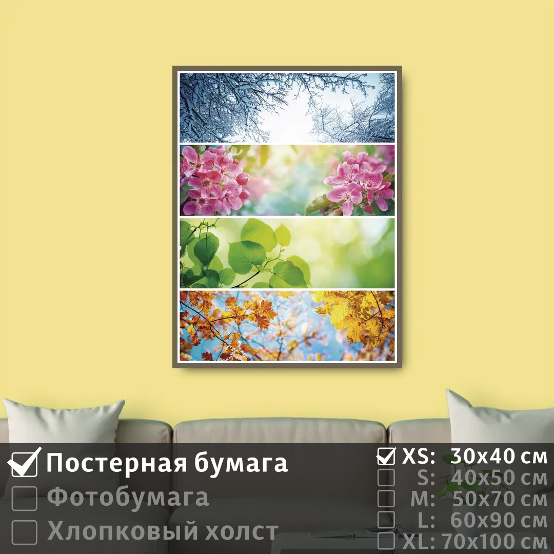 

Постер на стену ПолиЦентр Времена года растения 30х40 см, ВременаГодаРастения