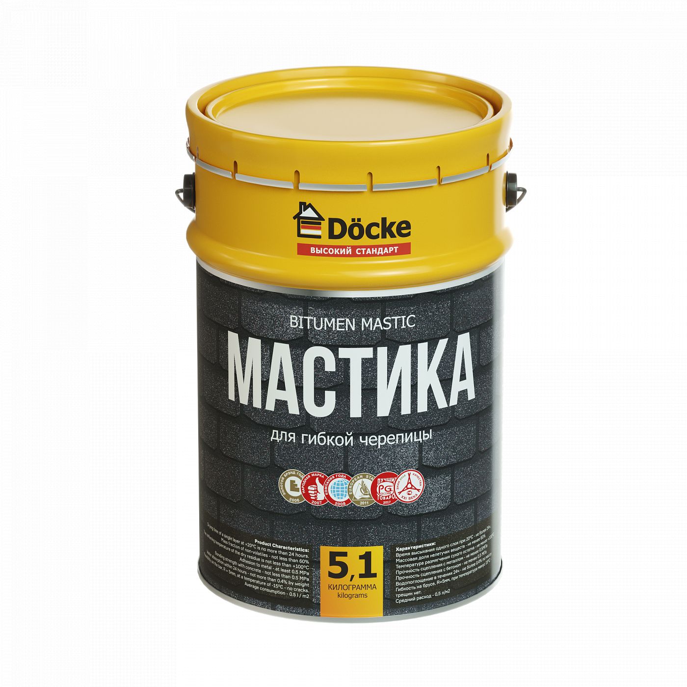 

Мастика для гибкой черепицы Docke 5л (4,2 кг)