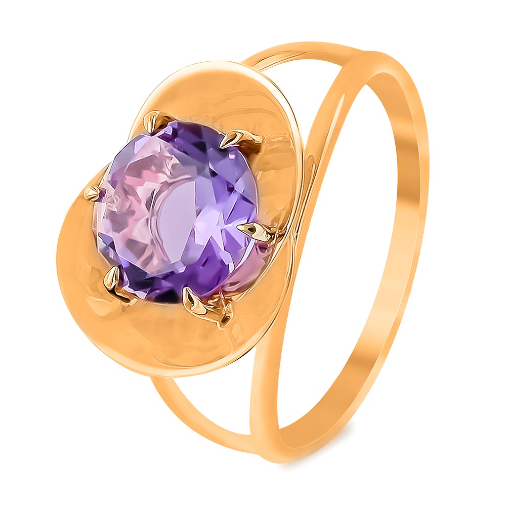 

Кольцо женское из красного золота с аметистом 585Gold 201013373, р, 201013373