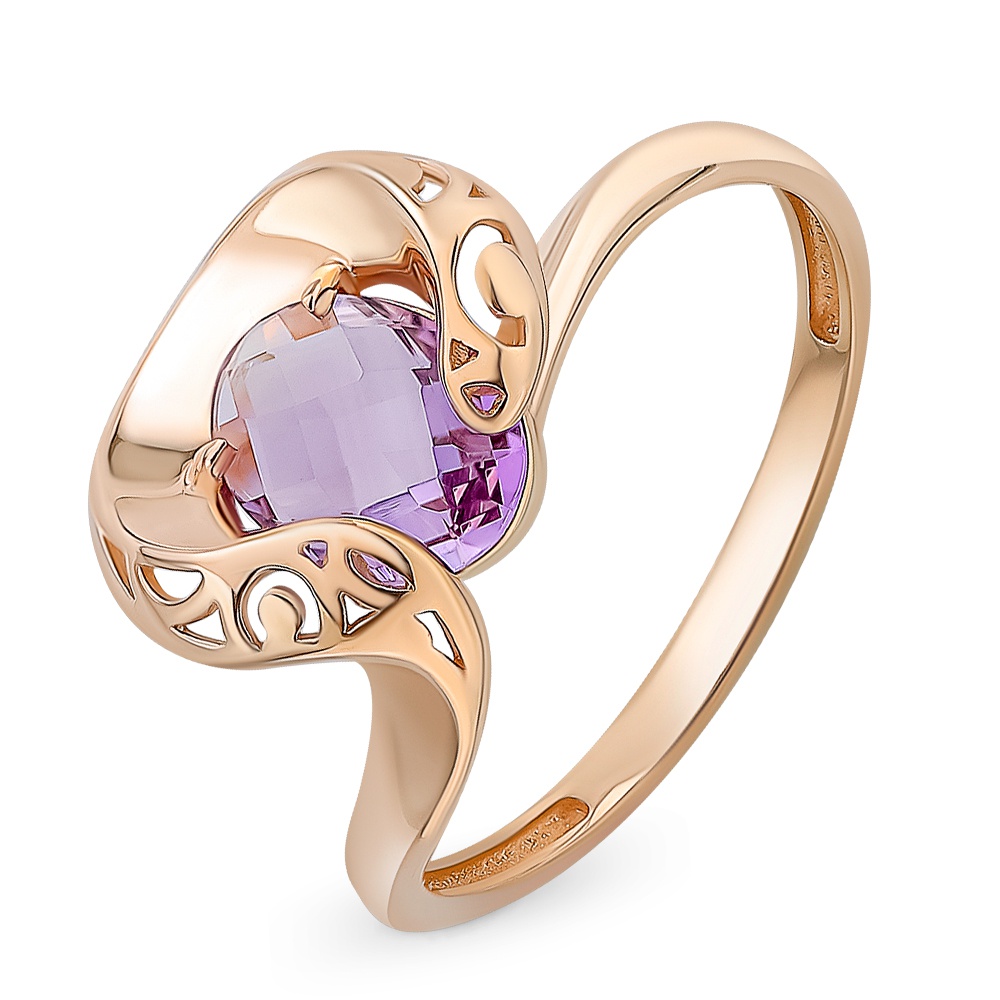 

Кольцо женское из красного золота с аметистом 585Gold 201013409, р, 201013409