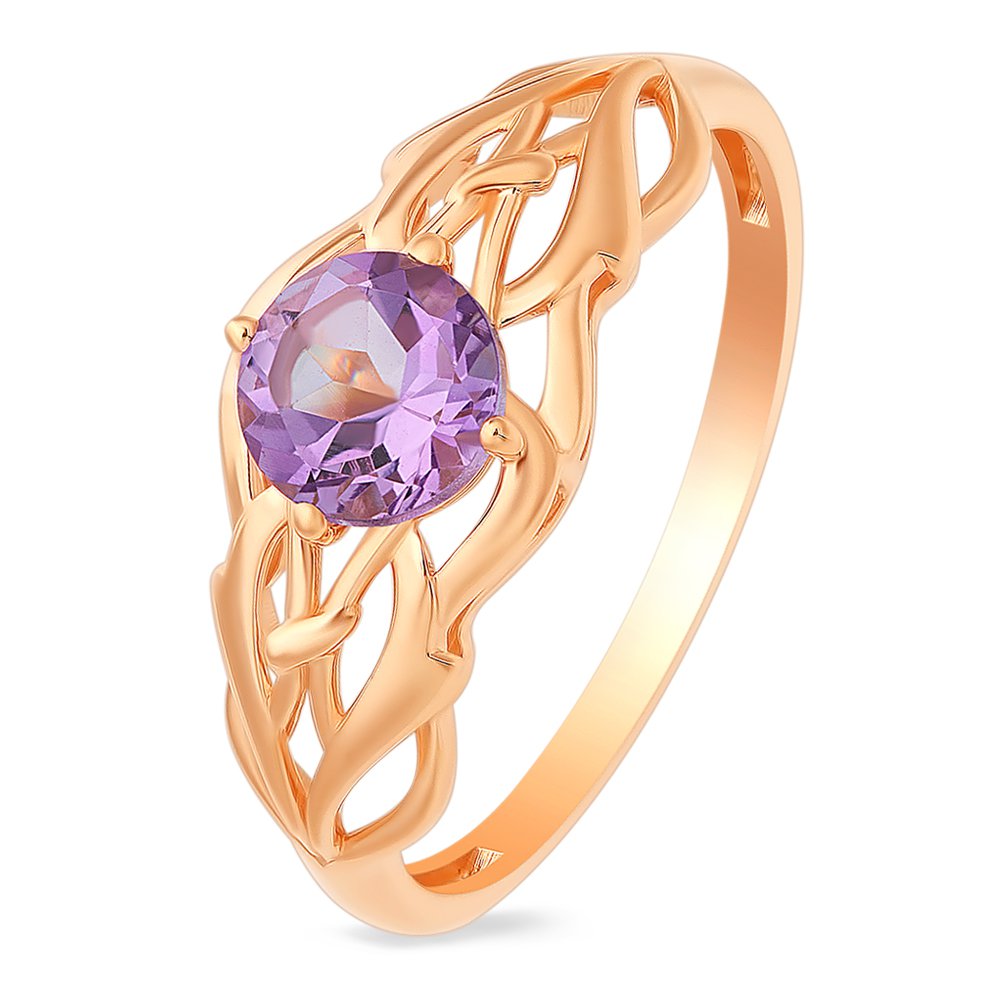 

Кольцо женское из красного золота с аметистом 585Gold 201012154, р. 18, 201012154