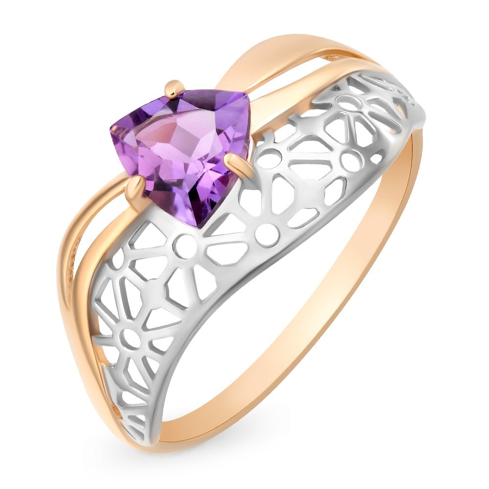 

Кольцо женское из красного золота с аметистом 585Gold 201012134, р. 19,5, 201012134