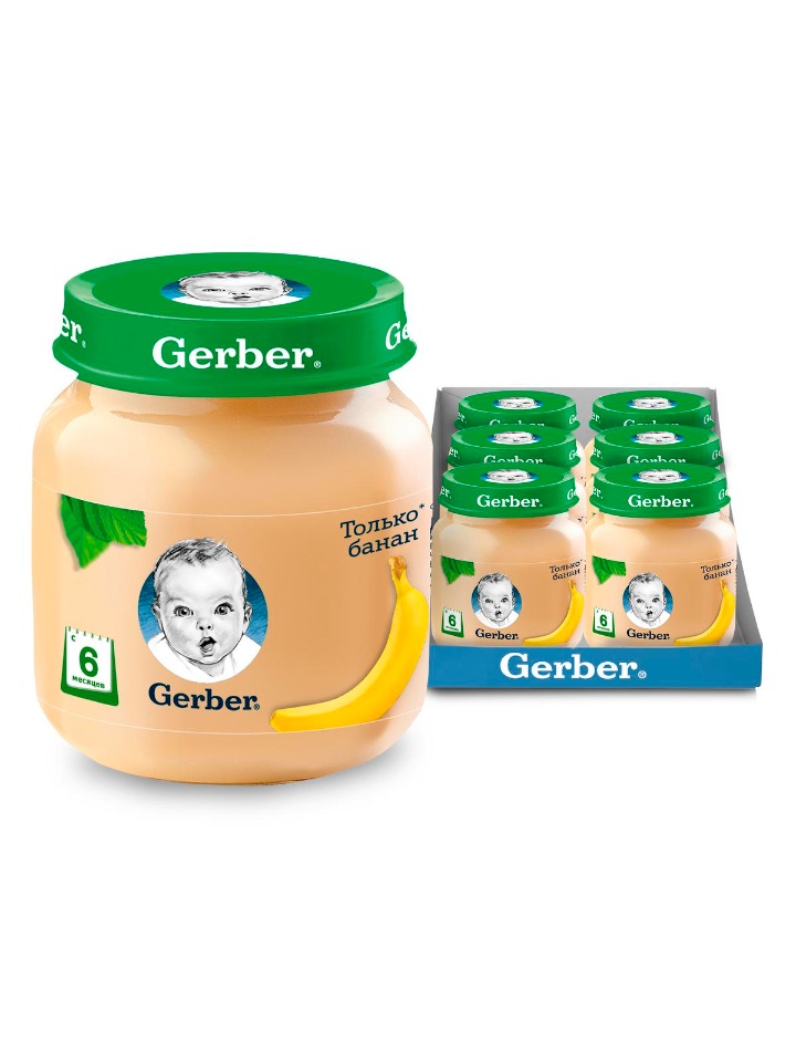 

Фруктовое пюре Gerber Только Банан первая ступень , 6 шт. по 130 г, Банан