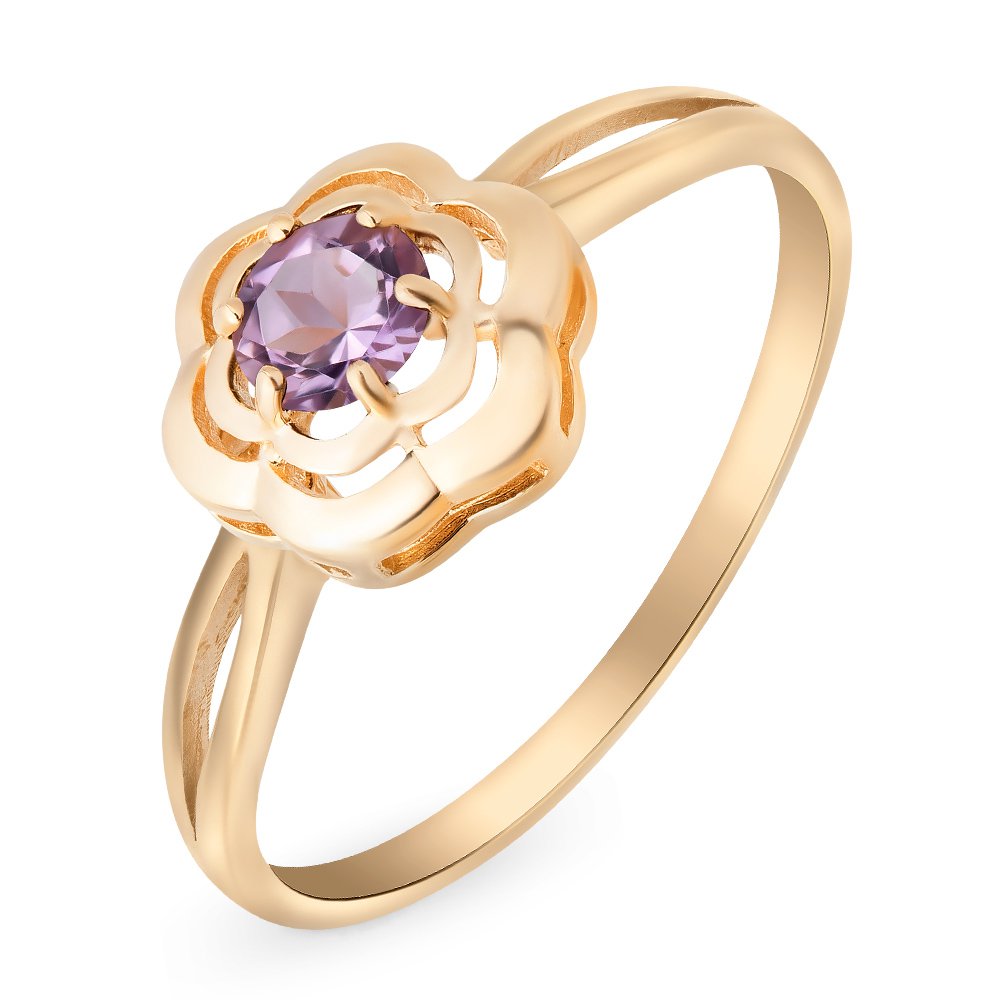 

Кольцо женское из красного золота с аметистом 585Gold 201012058, р. 18, 201012058