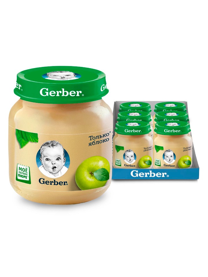 

Фруктовое пюре Gerber Только Яблоко первая ступень , 6 шт. по 130 г, Яблоко